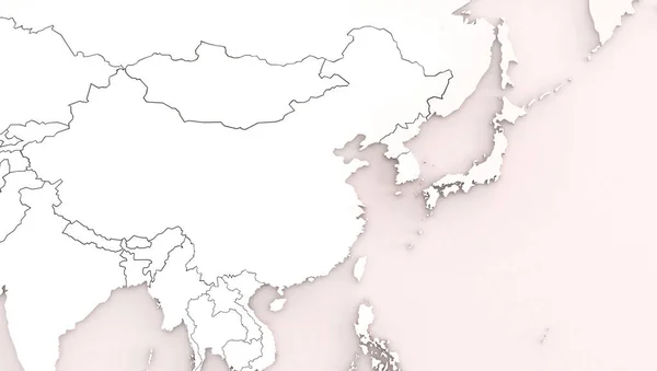 3d rendering of asian countries map. asia country map.
