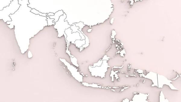 3d rendering of asian countries map. asia country map.