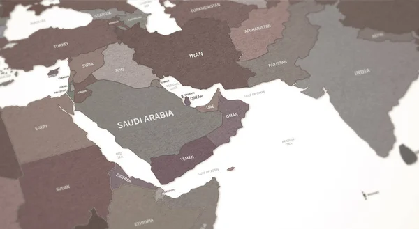 Vintage World Map of middle east countries 3D Rendering