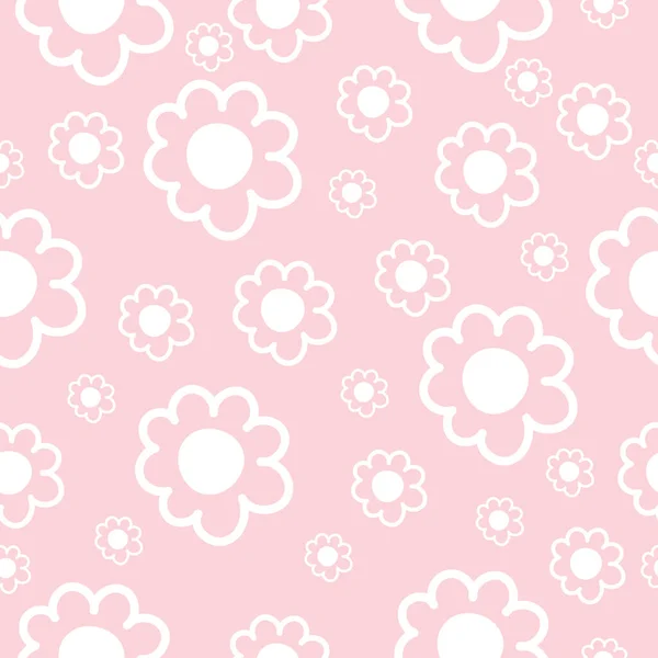 Açık pembe arka planlı Şirin Papatya Vahşi Çiçeği deseni. Kusursuz çiçek deseni. Beyaz Daisy. Tekerrür eden bir doku. Doku yineleniyor. 
