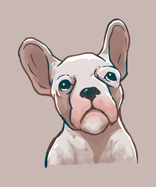 Roztomilý Pes Portrét Vzhlíží Akvarelu Ilustrace — Stockový vektor