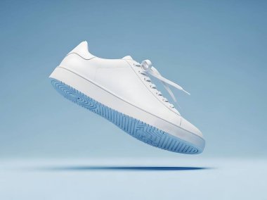 Minimalist Beyaz Spor Ayakkabı Orta Havada Yüzüyor