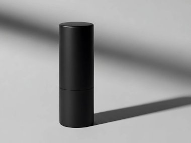 Gri Arkaplanda Minimalist Siyah Silindir