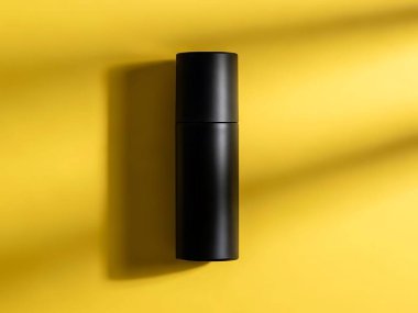 Gölgeli Sarı Yüzeyde Siyah Silindirik Konteynır