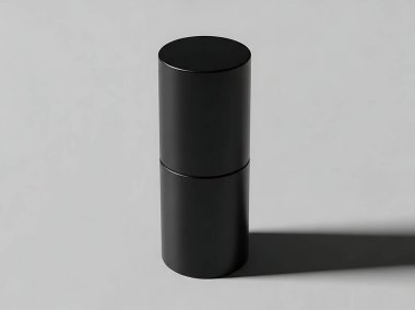 Beyaz Arkaplanda Siyah Silindirik Konteynır