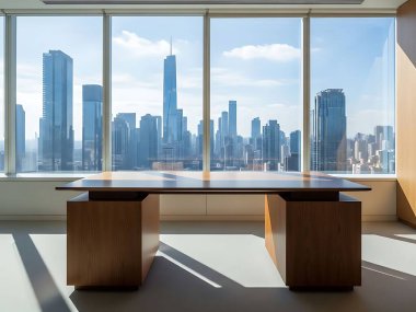 Şehir Skyline Manzaralı Modern Ofis