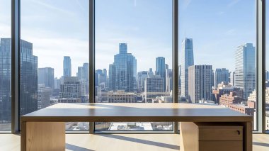 Şehir Skyline Manzaralı Modern Ofis