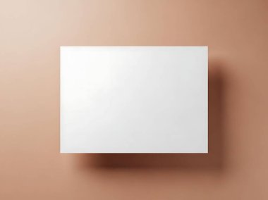 Şeftali arka planında minimalist beyaz kare modeli