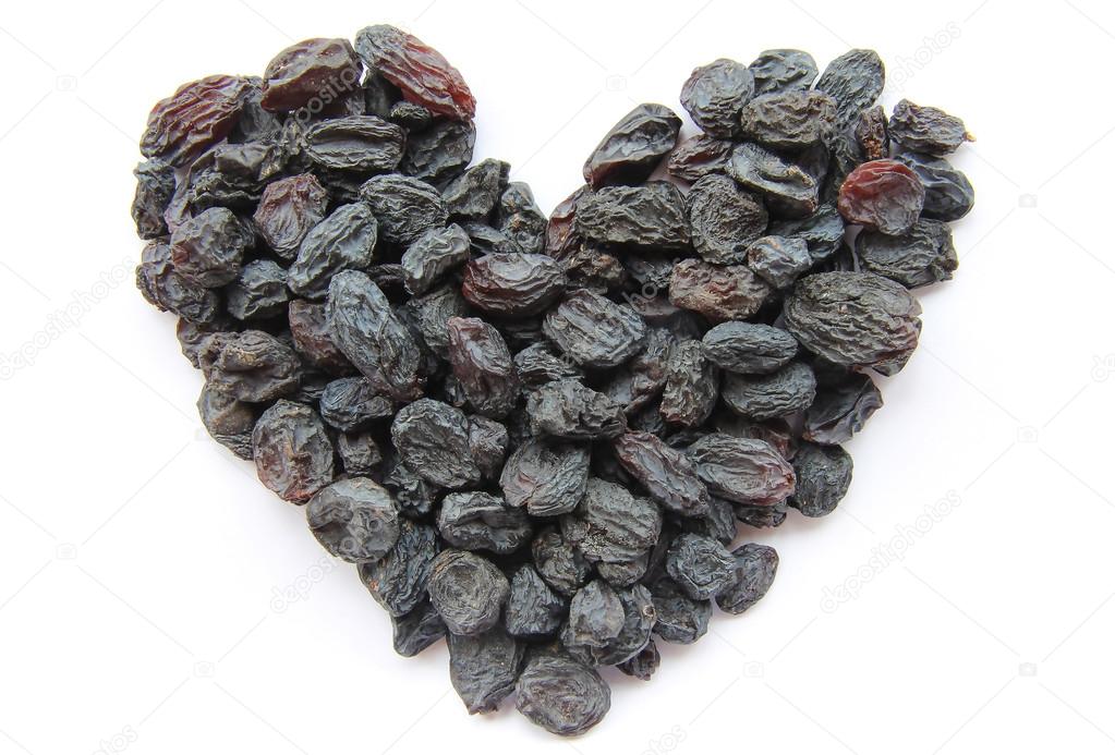 Raisins - dried fruits in the form of heart