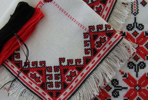 Embroidered napkins ornaments — Stock Photo, Image