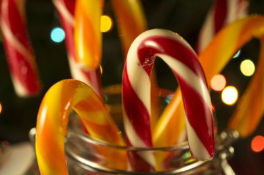 Çok şeker çerezleri Noel ağacı çelenk için arka planda bir kavanoz içinde