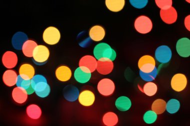 Renkli bokeh Noel ağacı (Noel ışıkları çelenk)