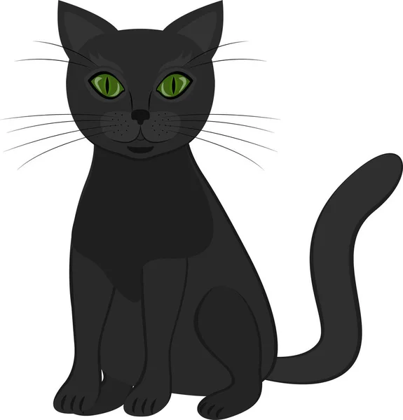 Illustrazione Gatto Nero Seduto Suo Posto — Vettoriale Stock