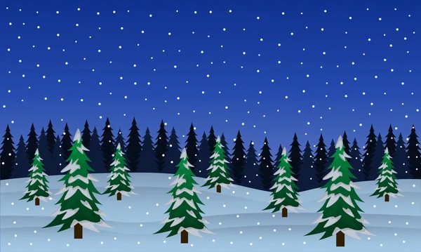 Иллюстрация Зимнего Леса Новогодняя Открытка Праздник Лицензионные Стоковые Иллюстрации