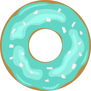 Beyaz serpiştirilmiş mavi kremalı lezzetli bir donut tasviri.