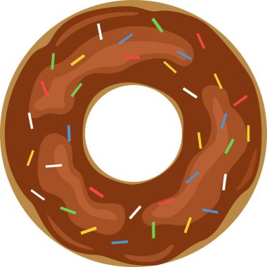 Çikolata kremalı ve renkli serpiştirilmiş lezzetli bir çörek tasviri..