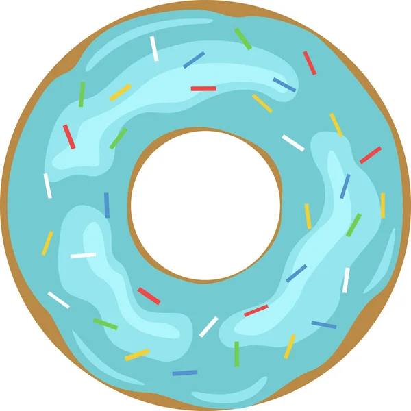 Illustration Eines Köstlichen Donuts Blauer Glasur Mit Farbigen Streusel — Stockvektor