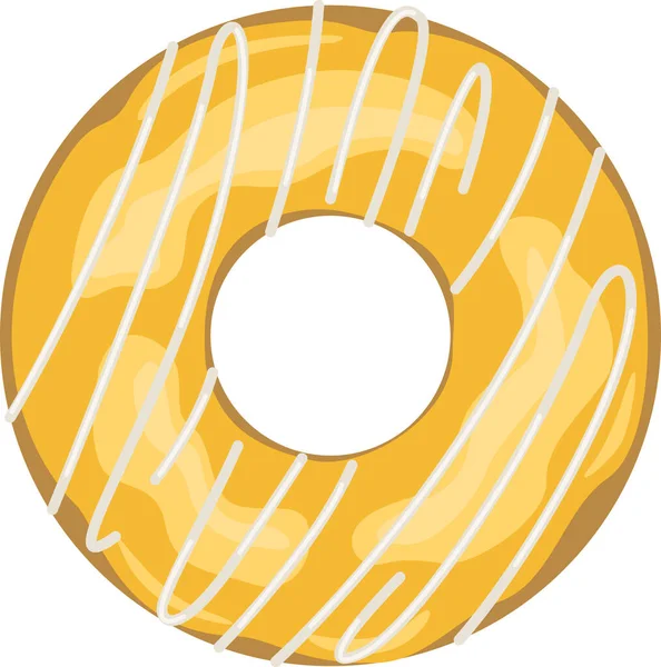 Ilustração Delicioso Donut Esmalte Amarelo — Vetor de Stock
