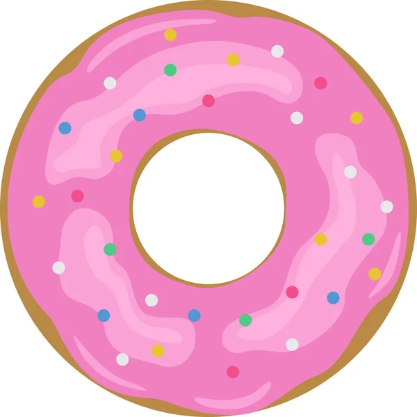 Ilustração Delicioso Donut Esmalte Rosa Com Polvilhas Coloridas — Vetor de Stock