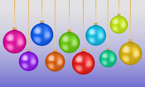 Illustration Hintergrund Mit Weihnachtskugeln Verschiedenen Farben Urlaub Weihnachten — Stockvektor
