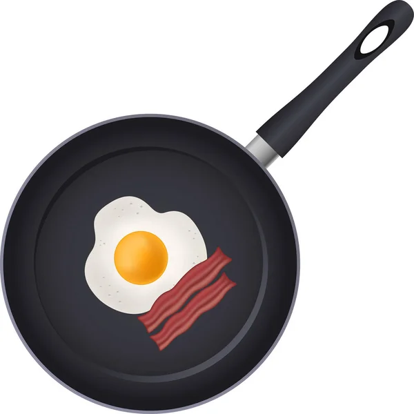 Yemek, yumurta ve pastırmalı bir tavanın resmi. Yemek, kahvaltı..