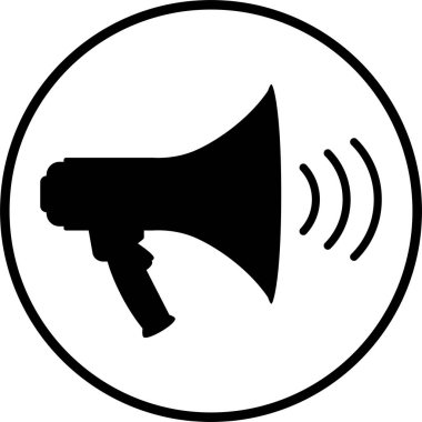 Siyah ses ikonu, hoparlör. Düz Çizim.