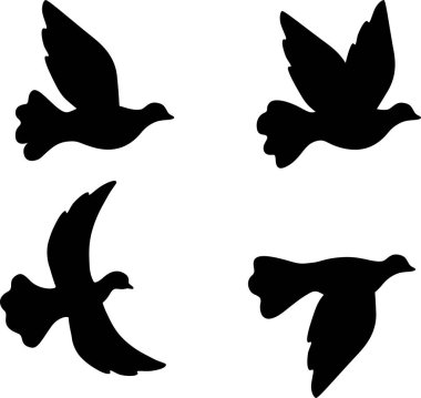 Uçan bir kuşun vektör silueti.