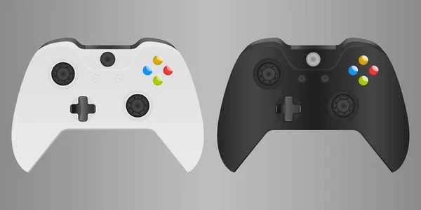 Illusztráció Egy Gamepad Ellenőrzési Videojátékok Állítsa Két Szín Fekete Fehér — Stock Vector