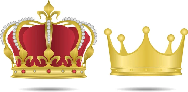 Set Golden Crowns King Jewelry — Stock Vector