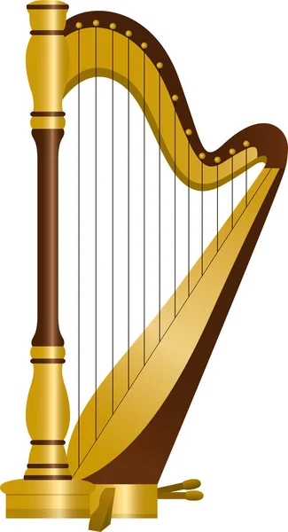 Goldene Harfenillustration Musikinstrument Vektorgrafiken