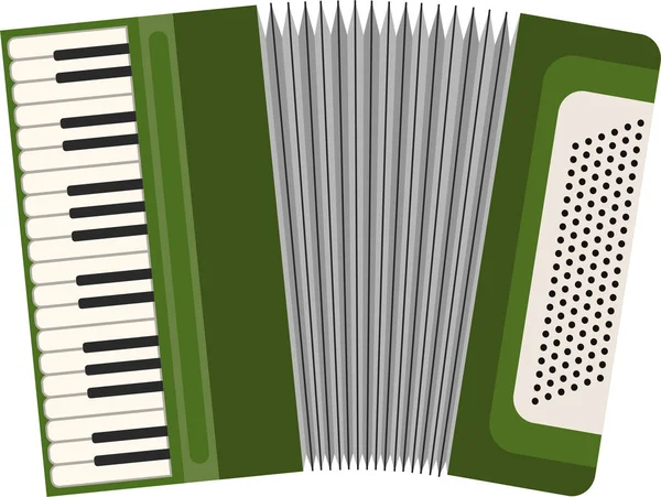 Yeşil Renkli Düğme Akordeonunun Tasviri Müzik Aleti — Stok Vektör