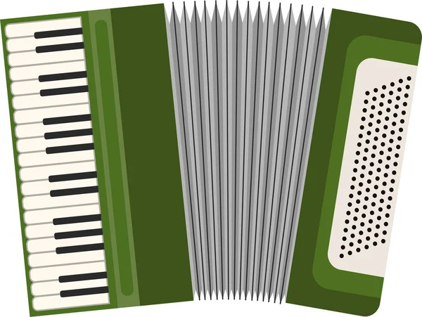 Yeşil renkli düğme akordeonunun tasviri. Müzik aleti.