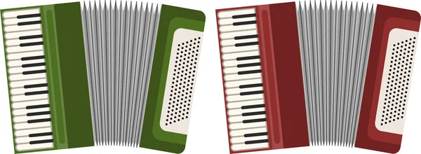 Illusztráció Gomb Harmonikák Zöld Piros Színű Hangszerkészlet — Stock Vector