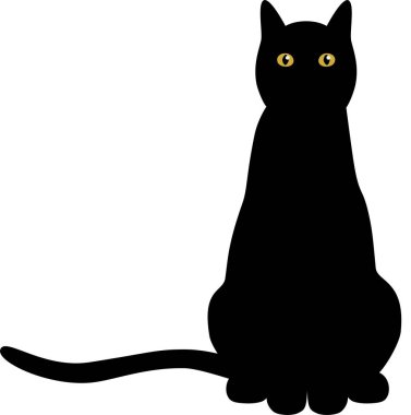 Sarı gözlü kara bir kedinin vektör silueti..
