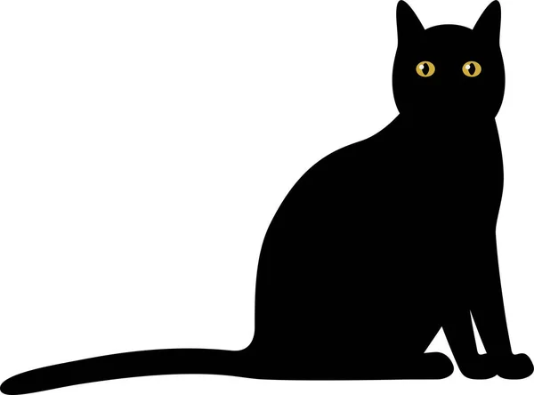 Vektorsilhouette Einer Schwarzen Katze Mit Gelben Augen — Stockvektor