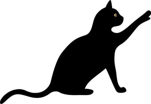 Silhouette Vettoriale Gatto Nero Con Gli Occhi Gialli — Vettoriale Stock