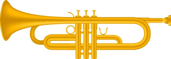 Vektor Ilustrasi Trompet Musik Dalam Warna Emas - Stok Vektor