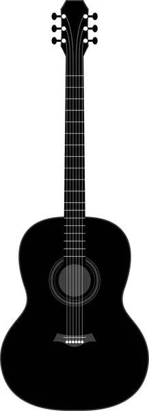 Ilustración Vectorial Una Guitarra Instrumento Musical Silueta Negra — Vector de stock