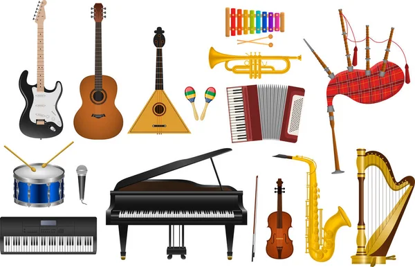 Conjunto Ilustração Vetorial Instrumentos Musicais —  Vetores de Stock