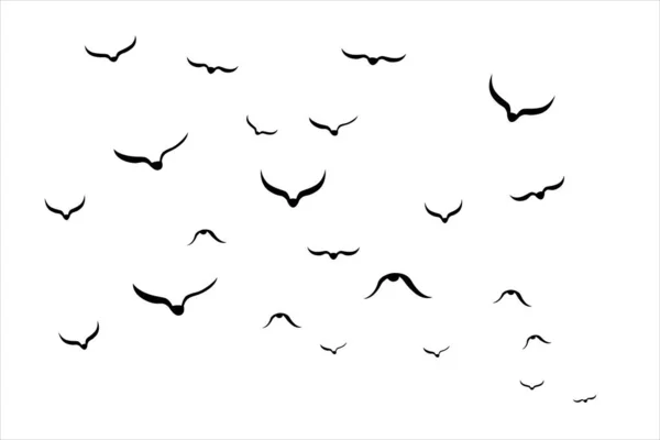 Vektorillustration Einer Silhouette Von Zugvögeln Die Himmel Fliegen — Stockvektor