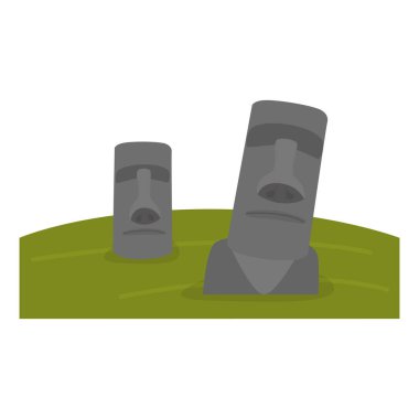 Güneydoğu Pasifik 'teki Paskalya Adası' nda büyük bir heykelin vektör çizimi.