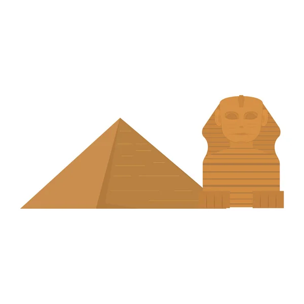 Ilustración Vectorial Monumentos Egipto Pirámide Gran Esfinge — Vector de stock