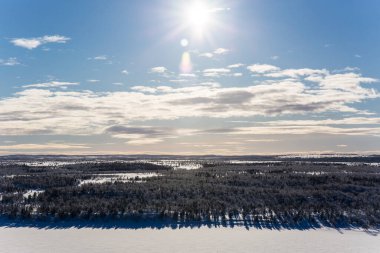 Nuorgam, Lapland, Finlandiya 'da kış günbatımı