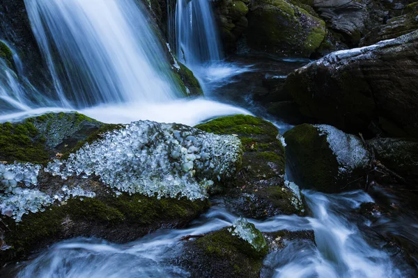 Invierno Cascada Del Río Lobregat Barcelona Pirineos España — Foto de Stock