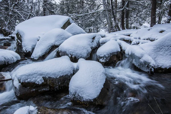 Rio Inverno Capcir Cerdagne Pirinéus França — Fotografia de Stock