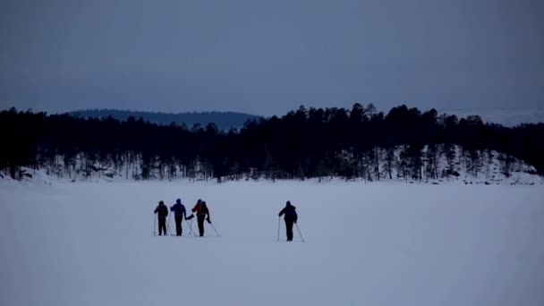 Expedição Esqui Lago Inari Lapônia Finlândia — Vídeo de Stock