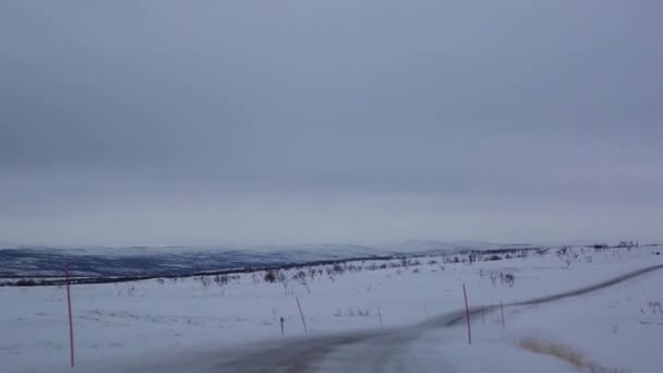 Χειμερινός Δρόμος Στο Nuorgam Λαπωνία Φινλανδία — Αρχείο Βίντεο