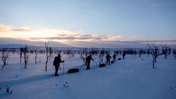 Ski Expeditie Nuorgam Lapland Finland — Stockvideo