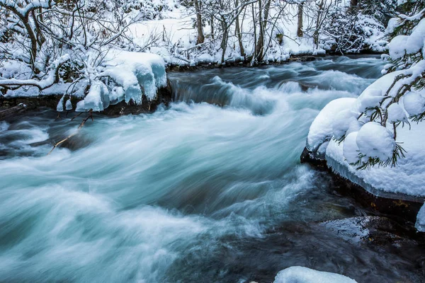 Rio Inverno Capcir Cerdagne Pirinéus França — Fotografia de Stock