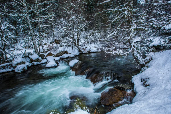 Rio Inverno Capcir Cerdagne Pirinéus França — Fotografia de Stock